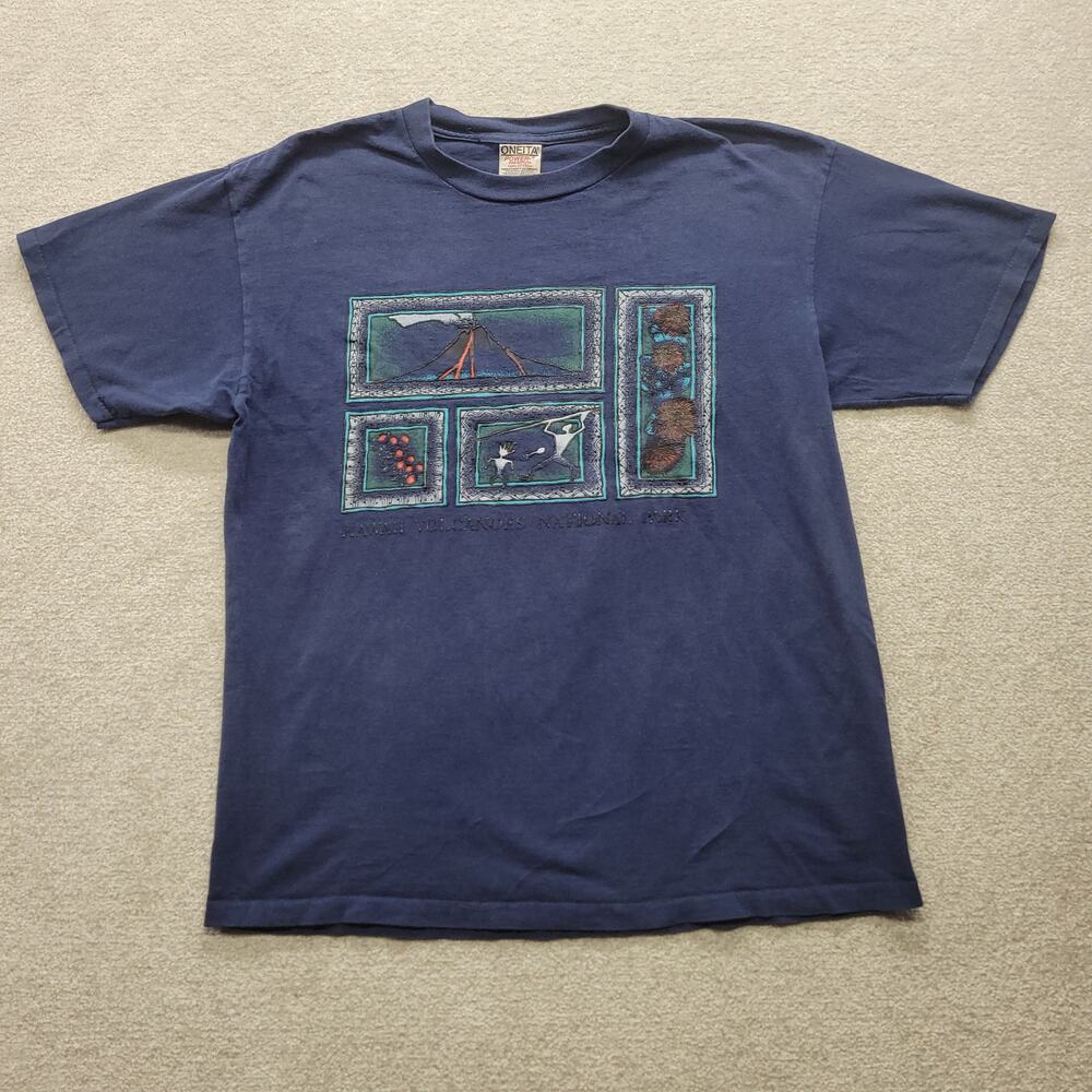 Vintage 90s Hawaii Volcanoes National Park T Shirt Mens L Single Stitch Oneita